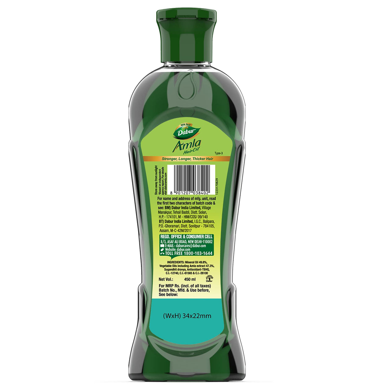 Dabur Amla Hair Oil - 450 ml | For Strong, Long and Thick hair | Nourishes Scalp | Controls Hair Fall, Strengthens Hair & Promotes Hair Growth