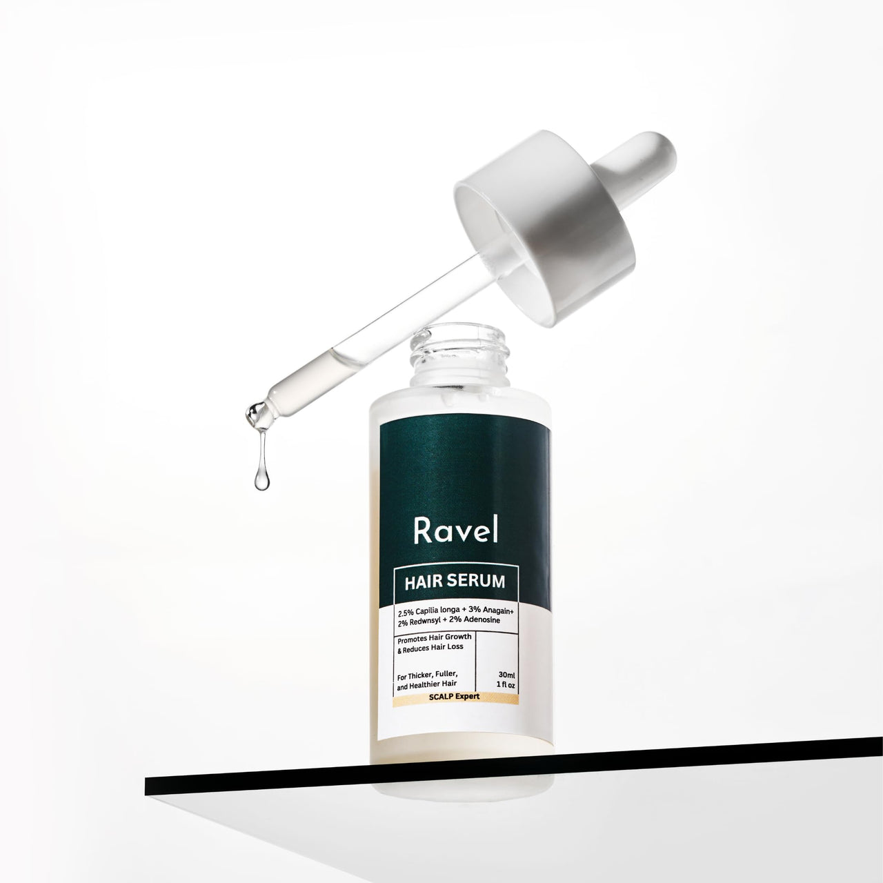 Ravel Advanced Hair Serum | 2.5% Capilia Longa + 3% Anagain + 2% Redensyl + 2% Adenosine, Rosemary & Pumpkin Seed | Promotes Hair growth | Hair Serum for Men & Women | 30ml