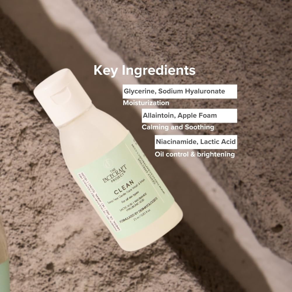 THE FACECRAFT PROJECT Cleanser|Moisture-Rich | entle Gel Face Cleanser | Soap-Free |Deep Hydration Dual-Use Mask |Removes Impurities |Balances Sebum |Soft & Supple Skin |Daily Skincare Routine (25ml)
