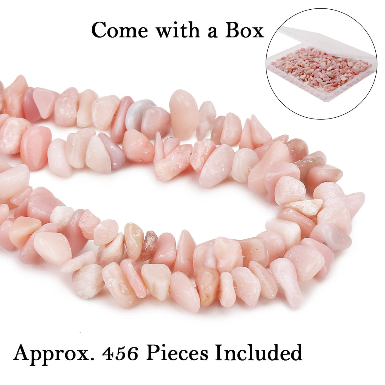 456 PCs Natural Chip Stone Beads, 5-8mm Irregular Multicolor Gemstones Loose Crystal Healing Peruvian Pink Opal Rocks with Hole for Jewelry Making DIY Crafts