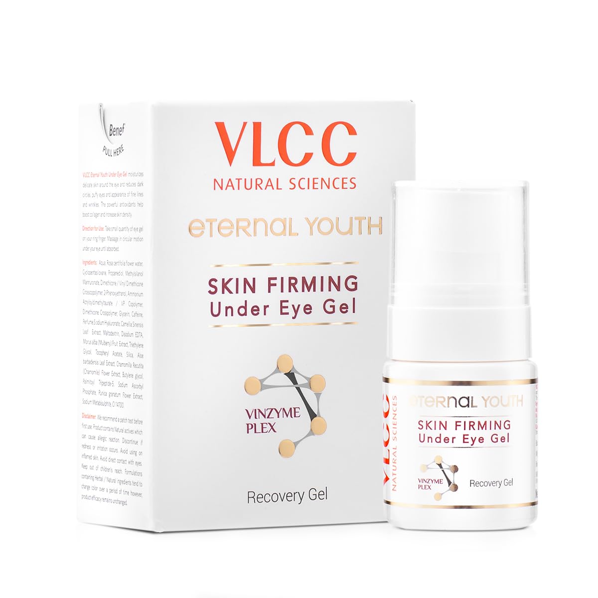 VLCC Eternal Youth Skin Firming Under Eye Gel - 20ml | Reduces Puffiness, Minimizes Pore Visibility, Smoothens Skin | Anti-Ageing Recovery Eye Gel | With Vinzyme Plex, Vitamin E and Niacinamide.