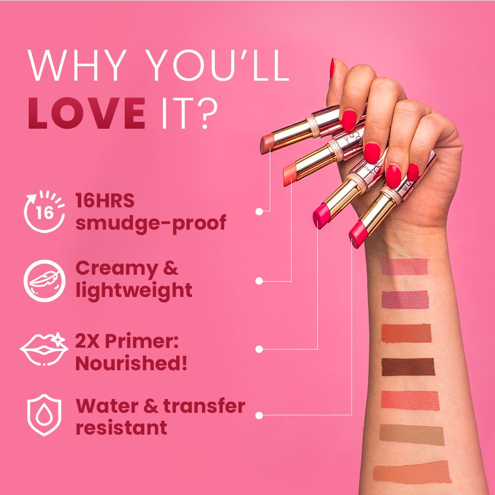 Lakmé 9 To 5 Primer + Matte Lipstick- Pink Punch