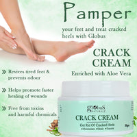 Globus Naturals Crack Cream for Dry Cracked Heels & Feet Enriched with Aloevera, Neem, Anantmool 50g