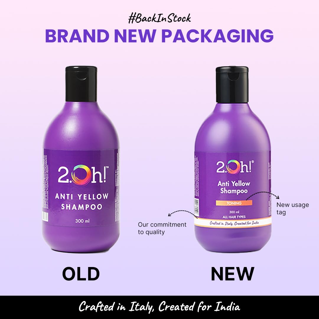 2.Oh! Italian Anti Yellow Shampoo | Purple Shampoo for Coloured, Highlighted, Blonde Hair | Neutralising Hair Toner for Bleached Hair | Blue Shampoo for Grey Hair | With Argan Oil for Dry Frizzy Hair