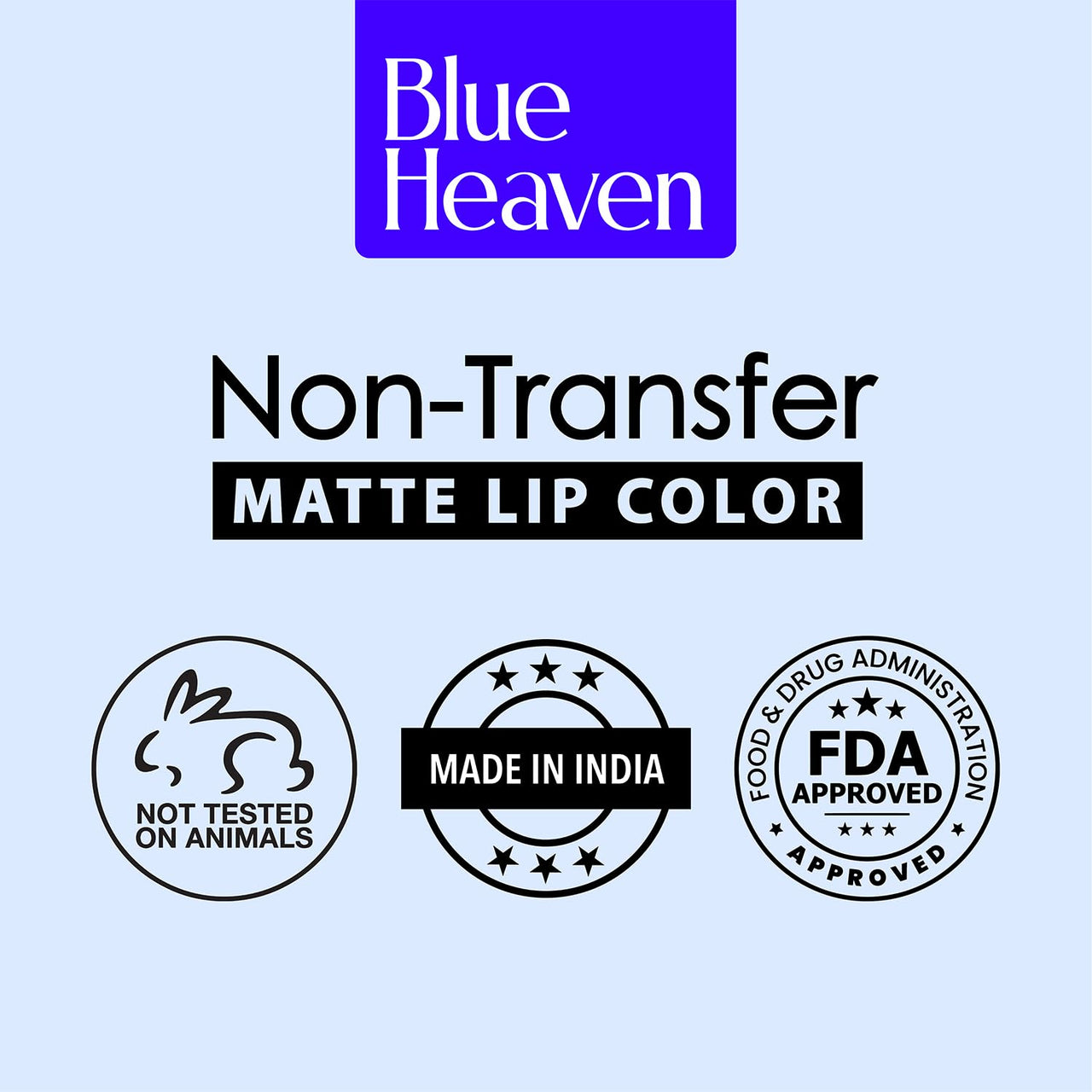 Blue Heaven Non Transfer Lip Color | Liquid lipstick Waterproof & Smudge Proof | Intense Pigment | Long-Lasting upto 8hr | Matte Finish with Hydrating Formula | 501 | 3GM