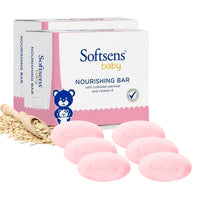 Softsens Baby Nourishing Soap Bar Enriched with Colloidal Oatmeal, Shea Butter & Vitamin E I Dermatologically Tested & Paraben Free for Baby Skin- Pack of 2 (100 gms x 6)