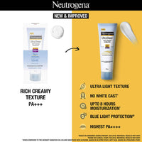 Neutrogena Ultra Sheer Sunscreen SPF 50+ | Broad Spectrum UVA/UVB | Blue light protect | No White Cast | Water resistant, Ultra light & Non sticky | Oily, Dry & Sensitive Skin | 30 g (Pack of 1)
