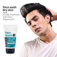Ustraa Face Wash - Mint Cool - For Dry to Normal Skin - 100g | Reduces Moisture Loss | Removes Dirt & Dead Skin | with Pine Bark & Peppermint | NO SLS, NO PARABEN
