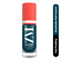 ZM Zayn & Myza Breathable Nail Enamel - Teal Pudding | Smooth Application | Quick-Drying I Longlasting I Chip-Defiant I Water Permeable | Glossy Finish | 100% Vegan, 6 ml