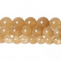 45pcs 8mm Natural Stone Beads Gold Rutilated Quartz Beads Energy Crystal Healing Power Gemstone for Jewelry Making, DIY Bracelet Necklace