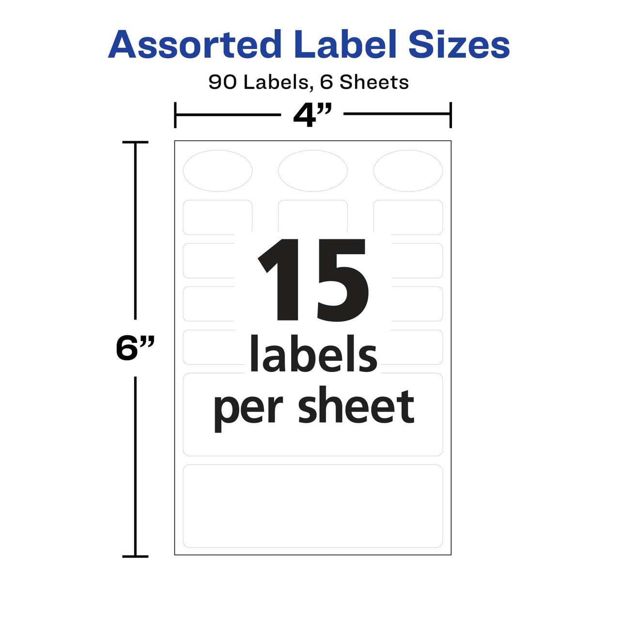 Avery No-Iron Fabric Labels, Assorted Shapes and Sizes, Washer and Dryer Safe, Non-Printable, 45 Labels Per Pack, 2-Pack, 90 Total (30700) 2 Pack Clothing Labels