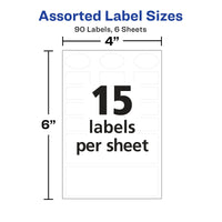 Avery No-Iron Fabric Labels, Assorted Shapes and Sizes, Washer and Dryer Safe, Non-Printable, 45 Labels Per Pack, 2-Pack, 90 Total (30700) 2 Pack Clothing Labels