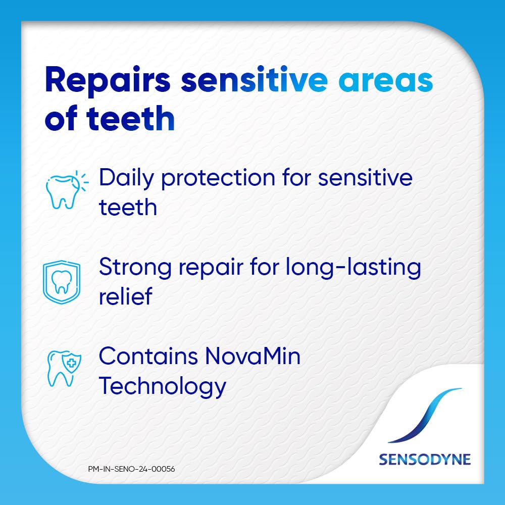 Sensodyne Toothpaste Repair & Protect Combo pack, tooth paste for deep repair of sensitive teeth, 140 gm multi-pack (70 gm x 2)
