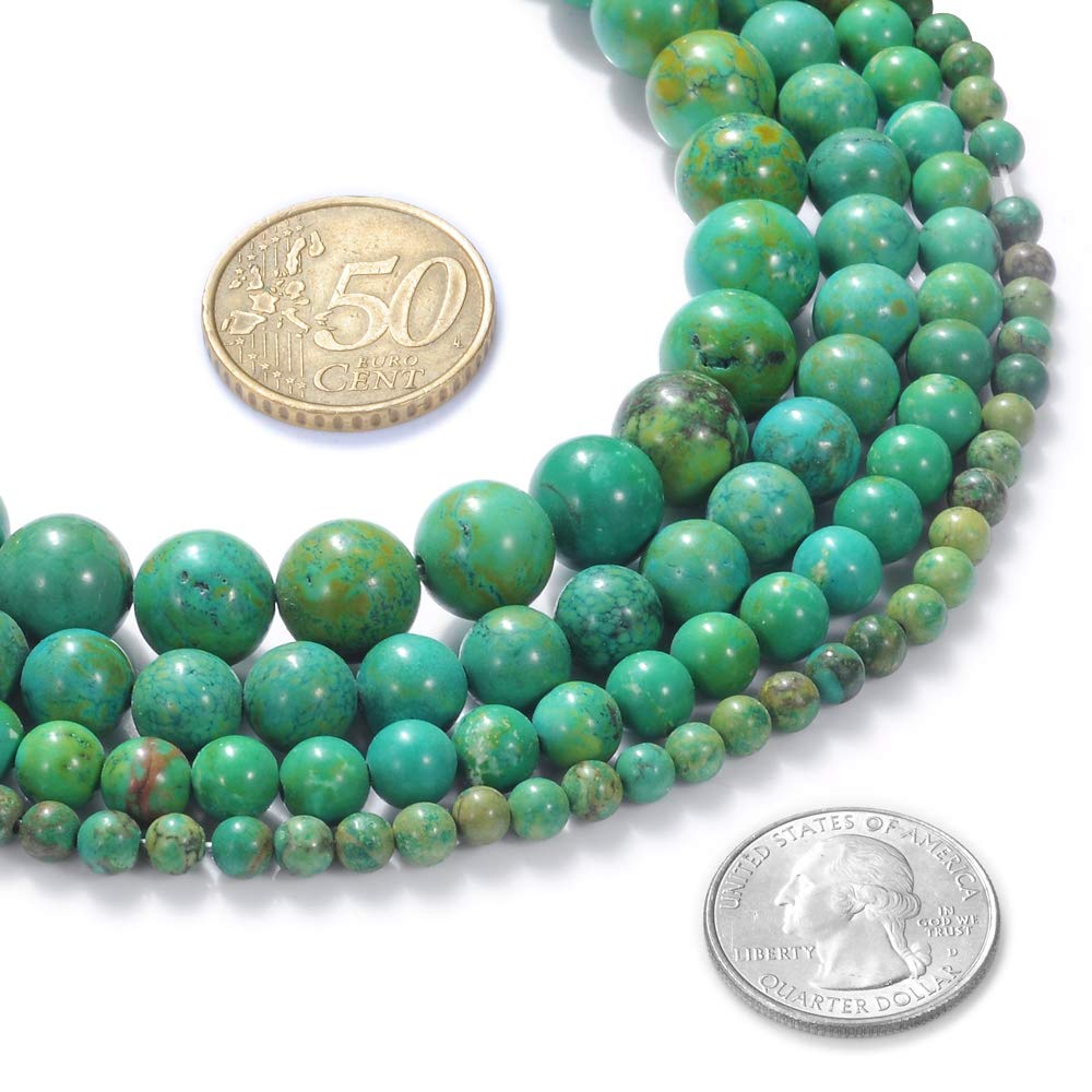 Natural Stone Beads 6mm Green Turquoise Gemstone Round Loose Beads Crystal Energy Stone Healing Power for Jewelry Making DIY,1 Strand 15"