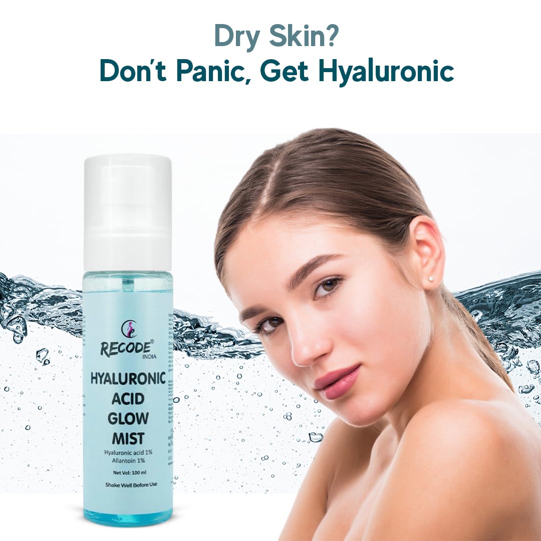 Recode Hyaluronic Acid Glow Mist 100ml | Intense Moisturization | Luminious Glow | Goodness Extracts of Papaya, Witch Hazel, Cucumber & Aloe Vera