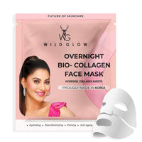 WILDGLOW Korean Glass Skin Bio-Collagen Overnight Face Mask for Deep Hydration, Pigmentation, Anti-Aging & Pore Minimizing | Hyaluronic Acid, Niacinamide, Vitamin E & Centella | Pack of 16
