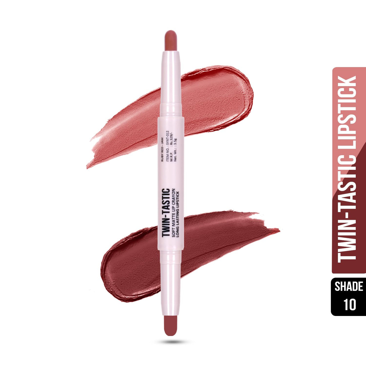 Shryoan 2-in-1 Twin-Tastic Lipstick | Soft Lip| Matte| Crayon | Long Lasting, Waterproof |Highly Pigmented Lipstick | Pack of 1 (Nudish Brown)