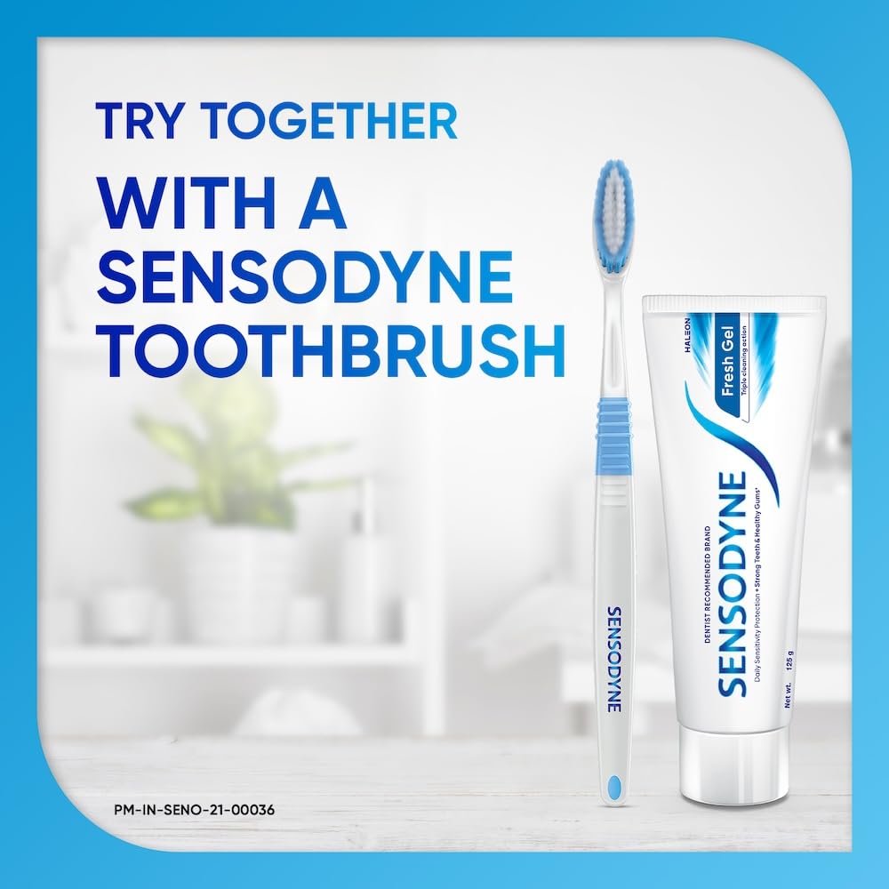 Sensodyne Toothpaste Fresh Gel, Sensitive tooth paste for daily sensitivity protection, 2 X 125gm Duo Pack