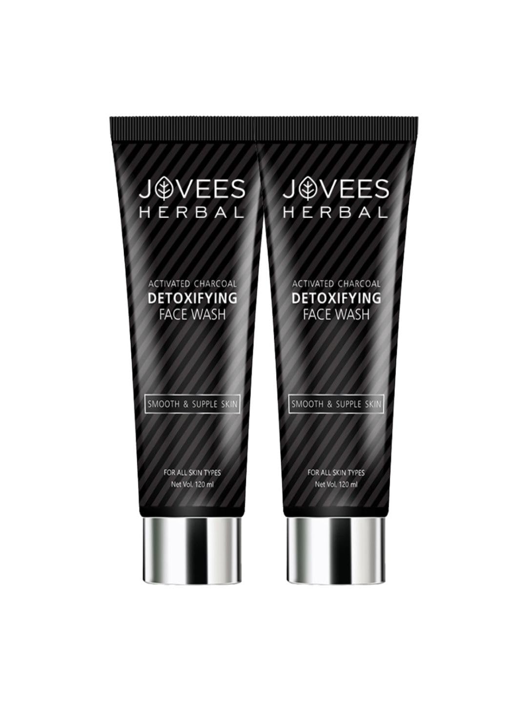 Jovees Herbal Activated Charcoal Detoxifying Face Wash For Smooth & Supple Skin Oily & Acne Prone Skin 120 ML (Pack Of 2)