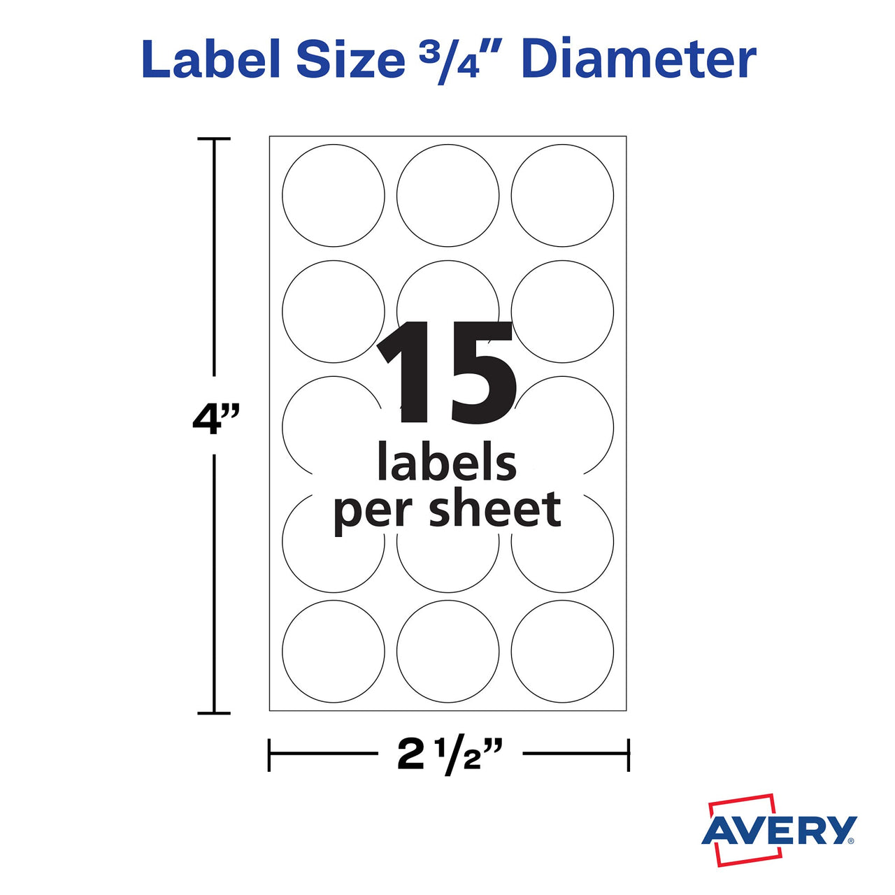 Avery Multi-Use Removable Labels, 3/4 Inch Round Stickers, White, Non-Printable, 315 Blank Labels Total (6738)
