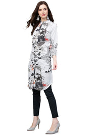 Jompers Women's  A-Line Crepe Georgette Kurta (Blue)