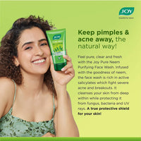 Joy Skin Purifying Neem Face Wash for Oily & Acne-Prone Skin | Fights Pimples, Controls Excess Oil & Unclogs Pores | Natural Antibacterial Formula | Men & Women 100ml x 2