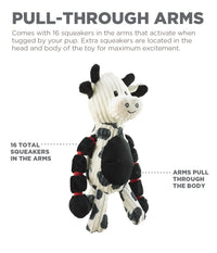 Outward Hound Thunda Tugga Cow Plush & Squeaky Dog Tug Toy Black and White Thunder Tuggerz