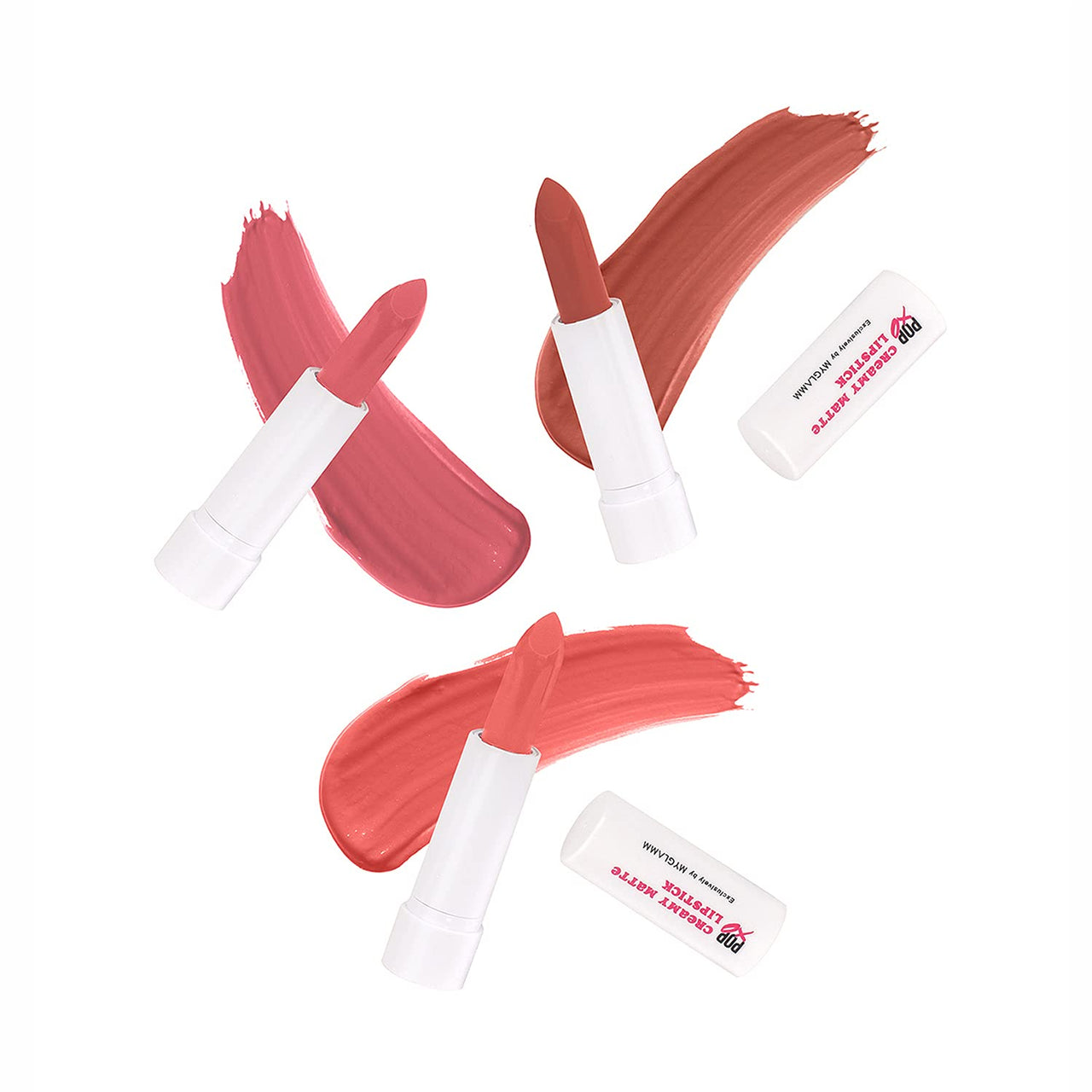 MyGlamm POPxo Makeup - Mini Lip Kit - No Drama - 7.5gm (Set of 3) | Creamy Matte Nude Lipsticks | Long Lasting & Pigmented