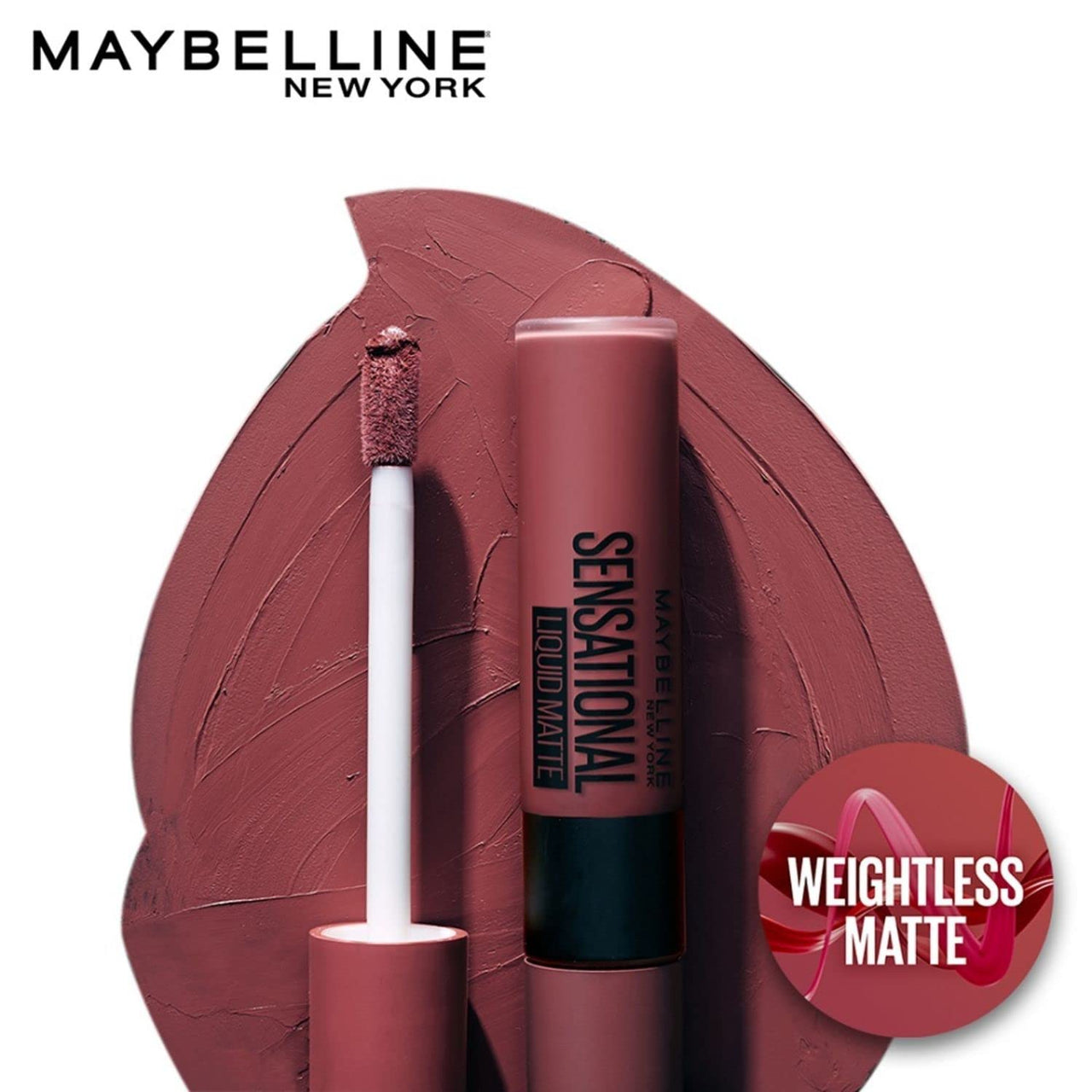 Maybelline New York Lipstick, Matte Finish, Non-Sticky and Non-Drying, Sensational Liquid Matte, 21 Nude Nuance, 7ml
