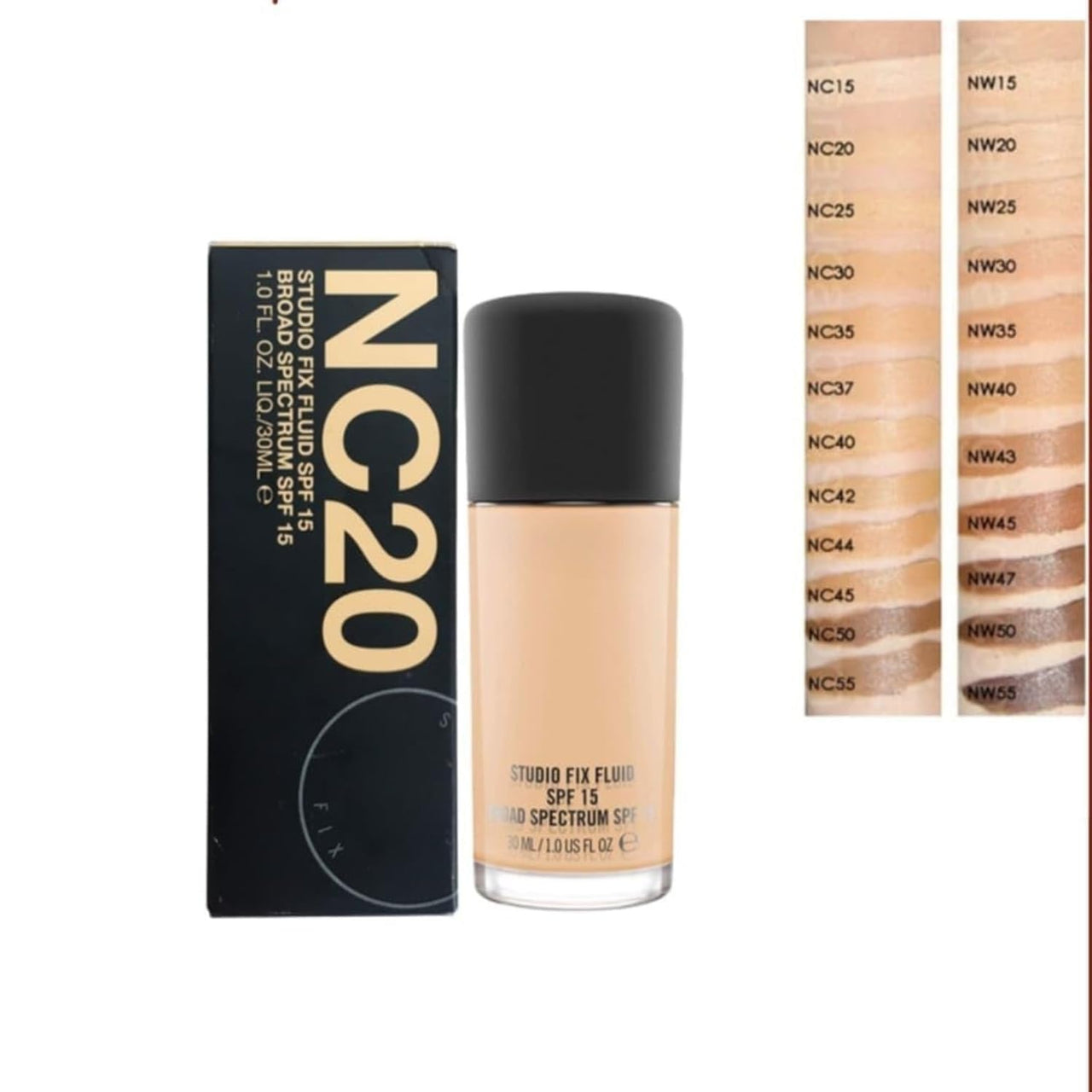 MACC Studio Fix Professional Waterproof oil-free Longlasting Liquid 24-hour colour-true foundation Matte Finish For Women, Girls 30ML - Shine-Free Liquid Foundation (NC-20)