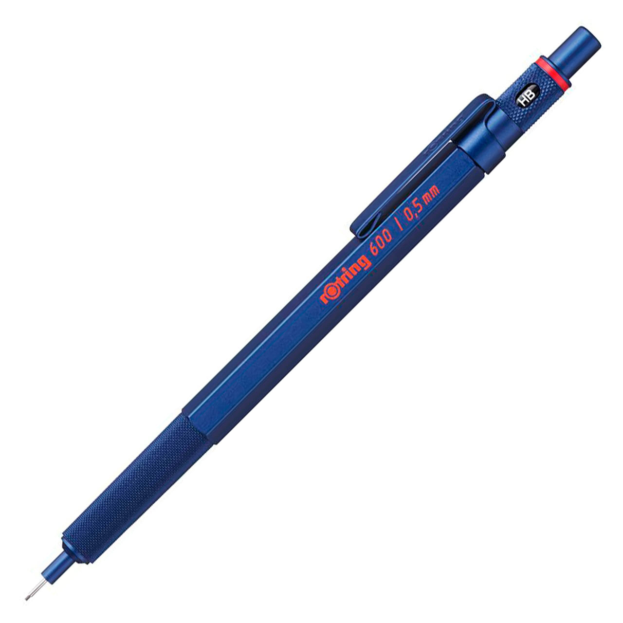 Rotring 600 Mechanical Pencil, HB 0.5 mm, Blue All-Metal Body, Hexagonal Barrel