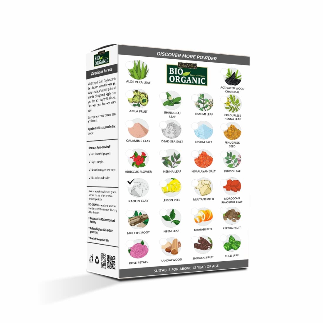 INDUS VALLEY Bio Organic Kaolin Powder | China clay For Skin Face Mask - (100g+100g =200g)