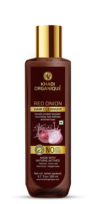 Khadi Organique Red Onion Shampoo & Hair Conditioner Combo for Natural Hair Growth, Hair Fall & Dandruff Control | Strengthen & Soften Hair with Silky & Shiny Appearance | SLS & Paraben Free - Pack of 2 - 2x200ml
