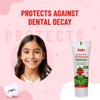 BabyOrgano Herbal Toothpaste for kids | 6+ Months | 100% Ayurvedic | Non Gel Formula | goodness of Babool and Mulethi | Strawberry Flavour | Fluoride & SLS Free | FDCA Approved - 50gm (Pack of 1)