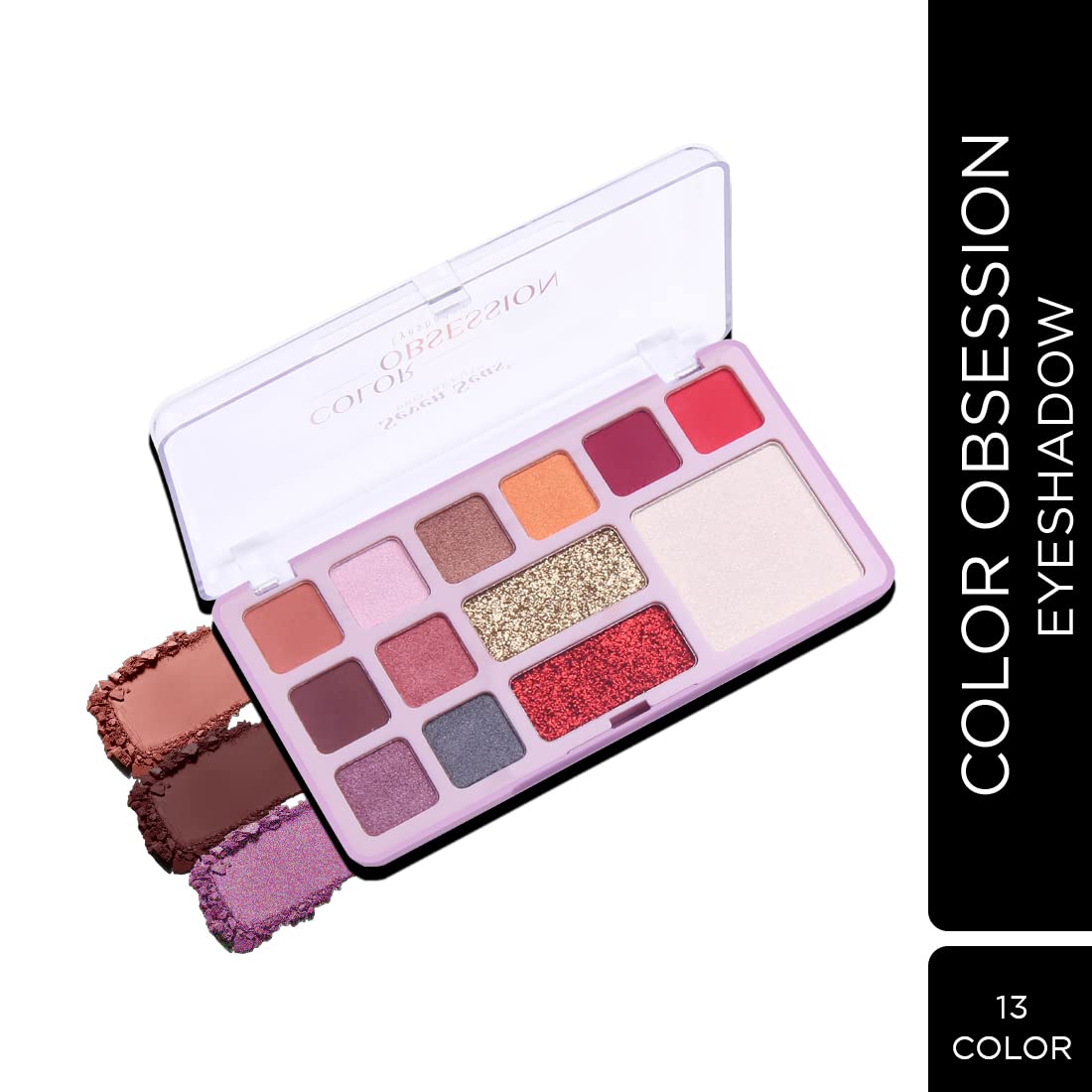 Seven Seas Color Obsession Eyeshadow 13 Colors Glitter With Shimmer Look (Natural)