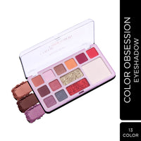 Seven Seas Color Obsession Eyeshadow 13 Colors Glitter With Shimmer Look (Natural)