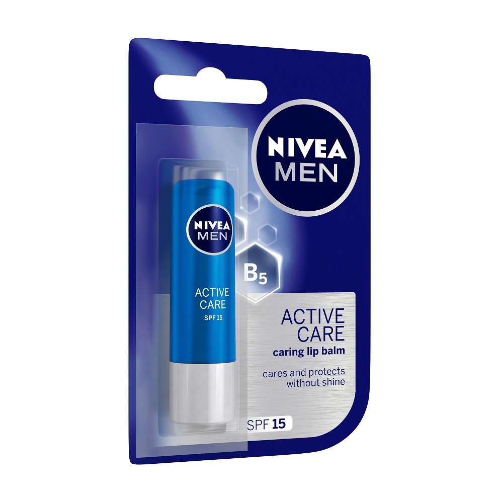 NIVEA Men Lip Care, Active Care Lip Balm, SPF 15 And NIVEA Lip Balm, Fruity Blackberry Shine,4.8 g (Pack of 2)