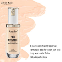 Seven Seas High Coverage Perfect Radiance Foundation for Flawless Finish Face Makeup, Super Stay Professional Waterproof Full Base Foundation for Oily Dry All Skin Women (Skin, 2)