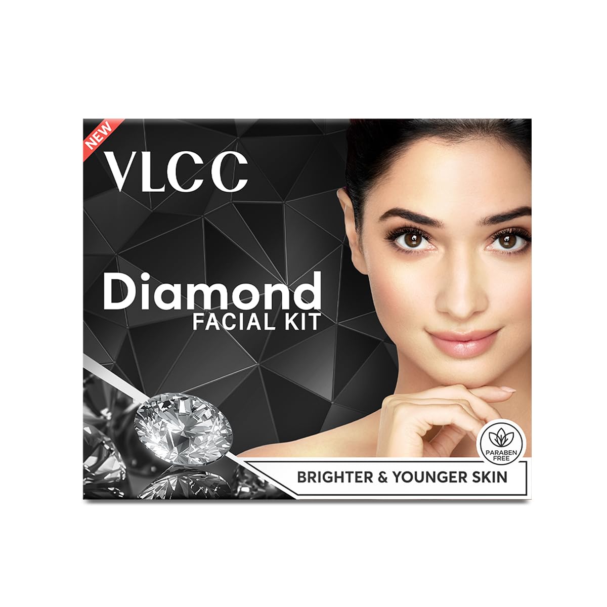 VLCC Diamond Facial Kit - 60g | Skin Purifying with Parlour Glow | Improves Skin Elasticity, Brightens and Helps Lighten Patchy, Damaged Skin | with Colloidal Diamond, Aloe Vera, Jojoba & Olive Oil