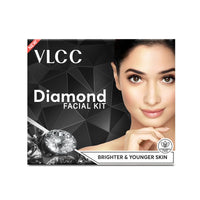 VLCC Diamond Facial Kit - 60g | Skin Purifying with Parlour Glow | Improves Skin Elasticity, Brightens and Helps Lighten Patchy, Damaged Skin | with Colloidal Diamond, Aloe Vera, Jojoba & Olive Oil