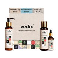 Vedix Customized Hair Fall&Dandruff Control Regimen For Normal/Oily Hair -Normal To Oily Scalp&Straight Hair,3 Product Ayurvedic Hair Care Kit - Ayurvedic Hair Oil,Shampoo,Hair Growth Serum,540 Grams