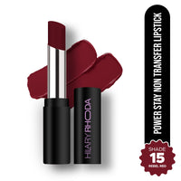 Hilary Rhoda Power Stay NonTransfer Lipstick | Matte Finish | Infused with Vitamin E & Shea Butter | Lightweight & Highly Pigmented | Glides Easily & Smudge-Proof |3.2g (Rebel Red - Shade 15)