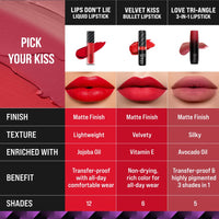 Staze 9To9 Triple Kiss Duo 3 In 1 Matte Lipstick|Truffle Blush + Scarlet Whisper|12 Hrs Long Lasting Transfer-Proof|Non-Drying Formula With Intense Color Payoff|Lightweight & Comfortable|7.6 G