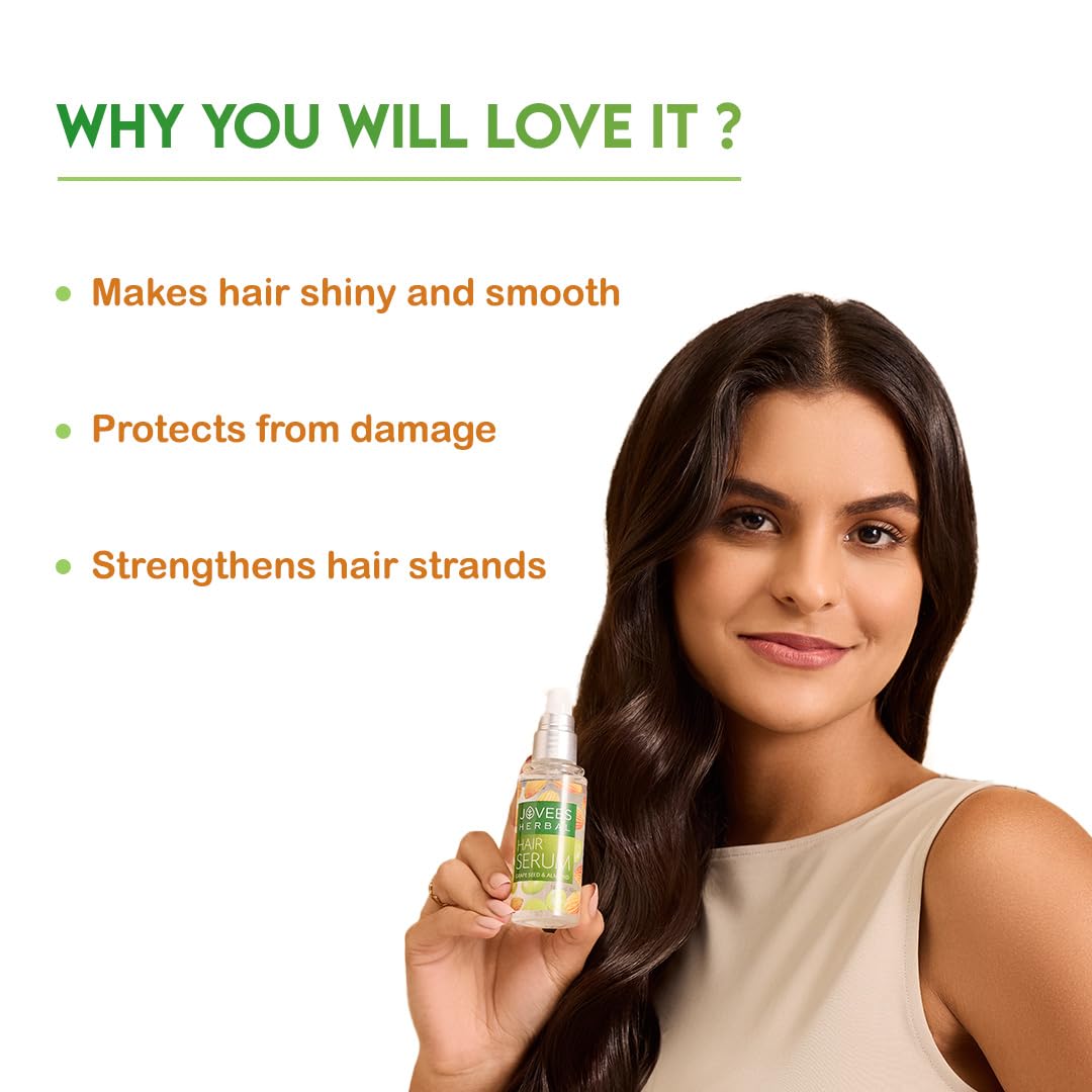 Jovees Herbal Hair Serum Grape Seed and Almond | For Frizzy Hair | Prevents Hairfall | For Men & Women (60ml)