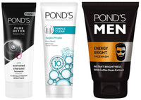 POND's Pure Detox Face Wash, 200g & Pimple Clear Face Wash, 100g & Men's  Energy Bright Face Wash Coffee Beans Bright Skin, 100g