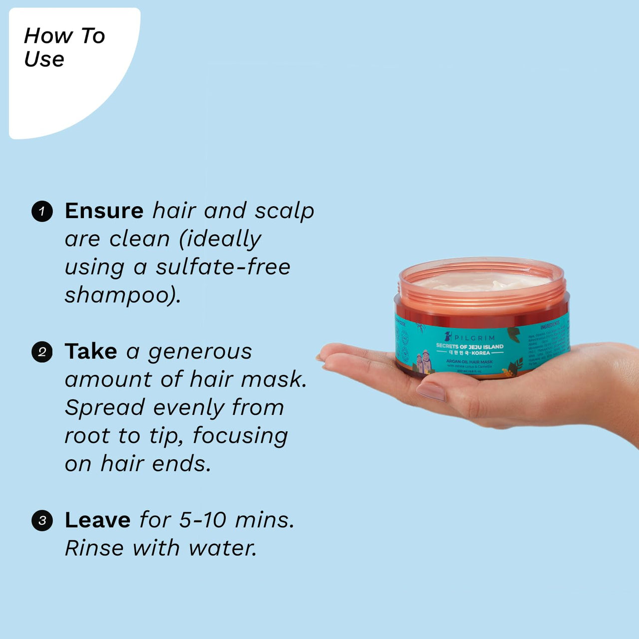 Pilgrim Korean Argan Oil Hair Mask For Dry & Frizzy Hair With White Lotus And Camellia | Hair Mask For Smoothening Hair, Deep Conditioning And Hair Fall Control | For Men & Women | 200Ml, 1 Count