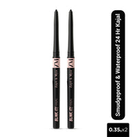 Zm Zayn & Myza Blink It Kajal -24 Hour, Smudge Proof, Waterproof, Jet Black, 0.7 g (Pack Of 2) Matte Finish