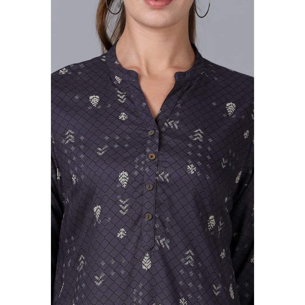 in. fuse by Shoppers Stop Mandarin Neck Printed Cotton Women Straight Fit Kurta