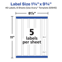 Avery Durable Waterproof Wraparound Rectangle Labels with Sure Feed Technology, 1.25