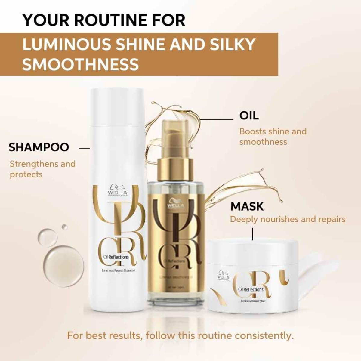 Wella Professionals Oil Reflections Luminous Smoothing Hair Oil | Frizz Control & Shine Booster | 30 ml